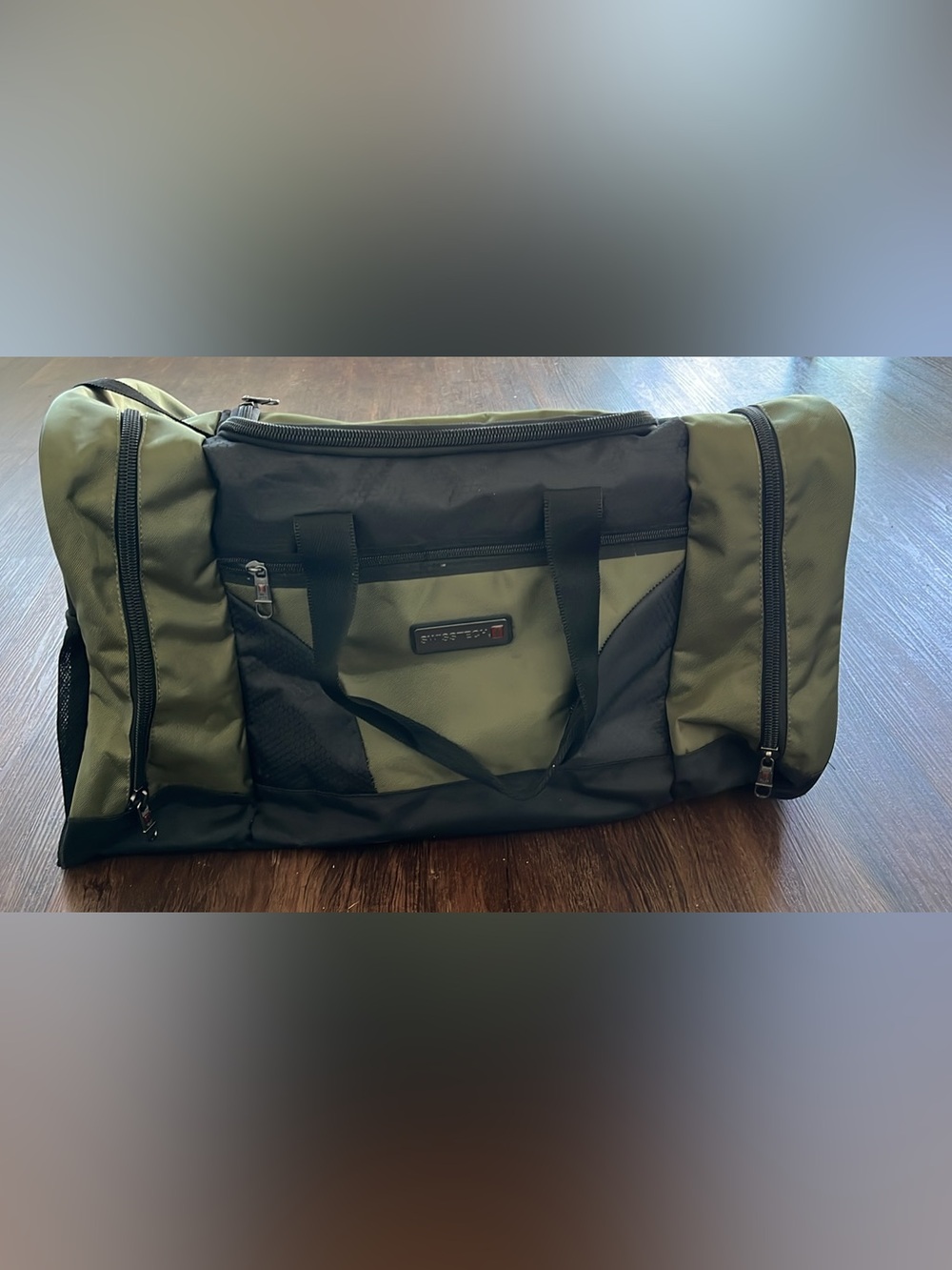 Swiss Tech Black and Olive Duffel Bag